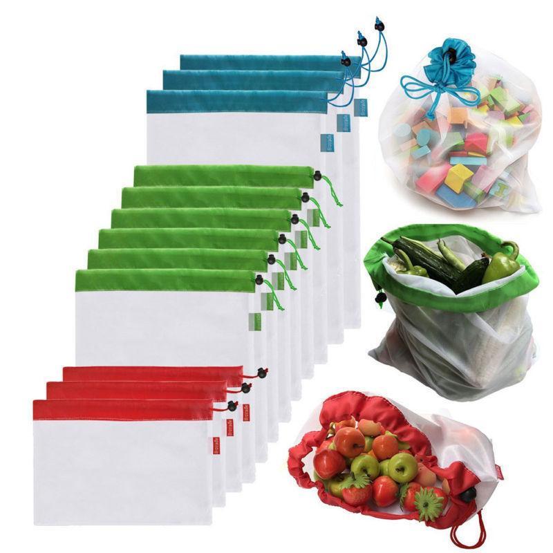 12pcs Reusable Mesh Produce Bags