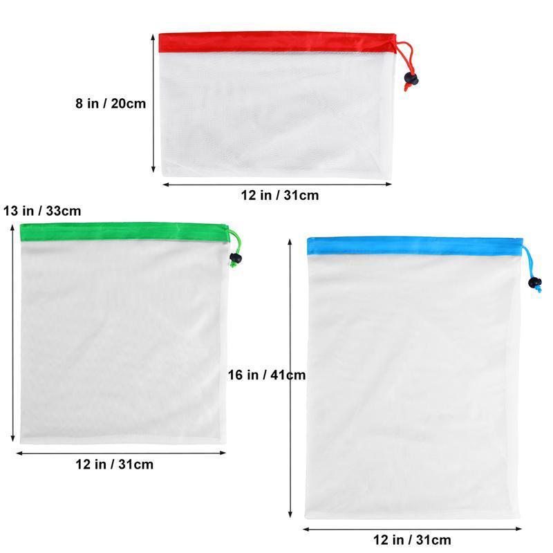 12pcs Reusable Mesh Produce Bags