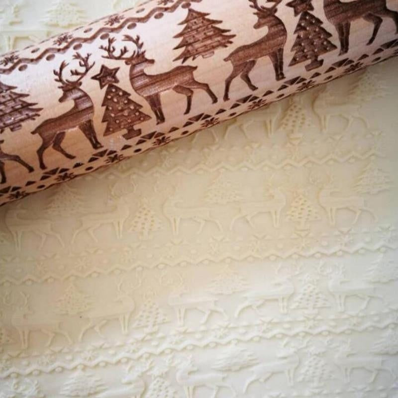 Christmas 3D Pattern Pastry Rolling Pin