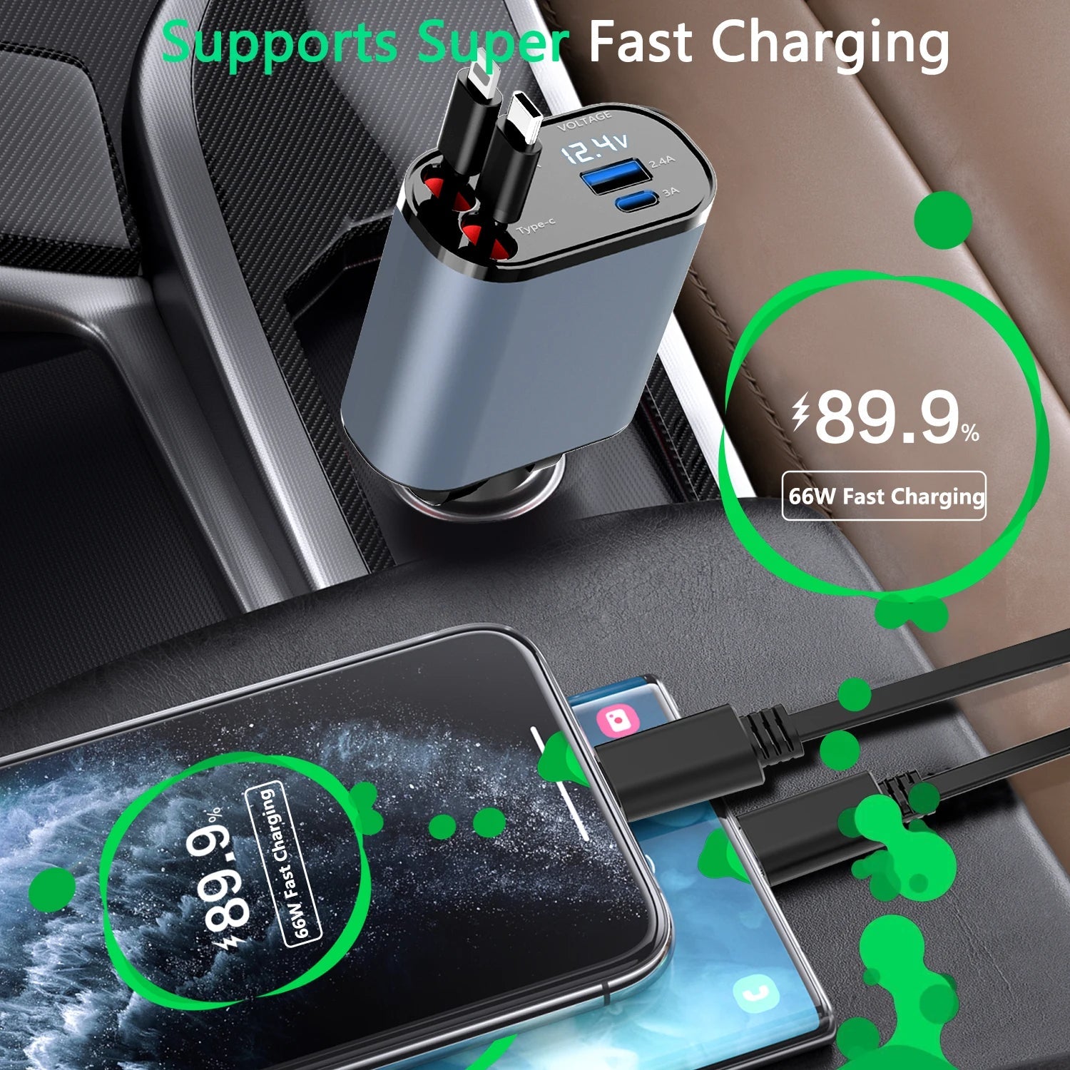 4 IN 1 Retractable Car Charger