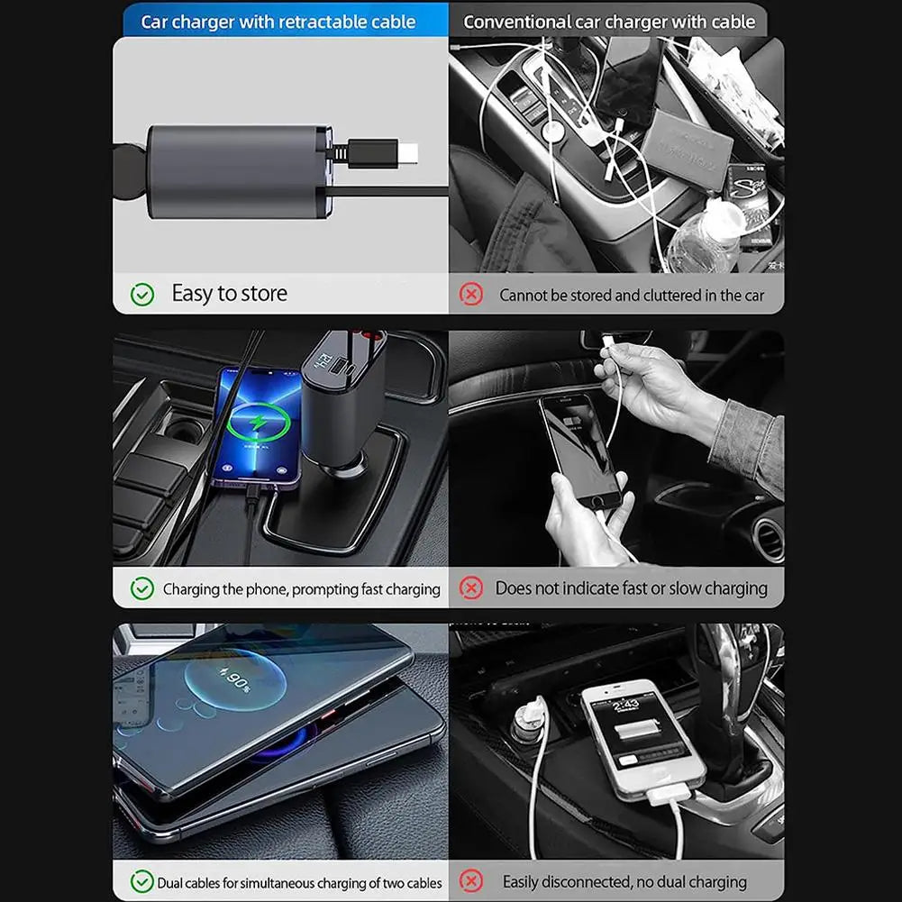 4 IN 1 Retractable Car Charger