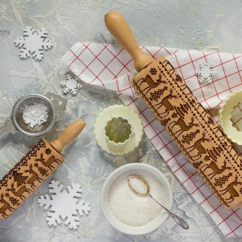 Christmas 3D Pattern Pastry Rolling Pin