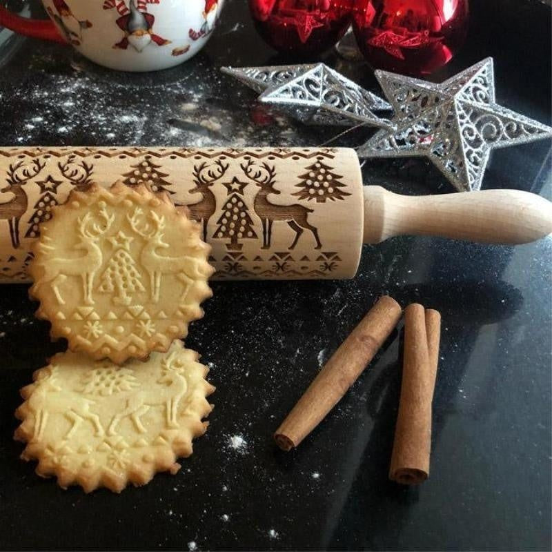 Christmas 3D Pattern Pastry Rolling Pin