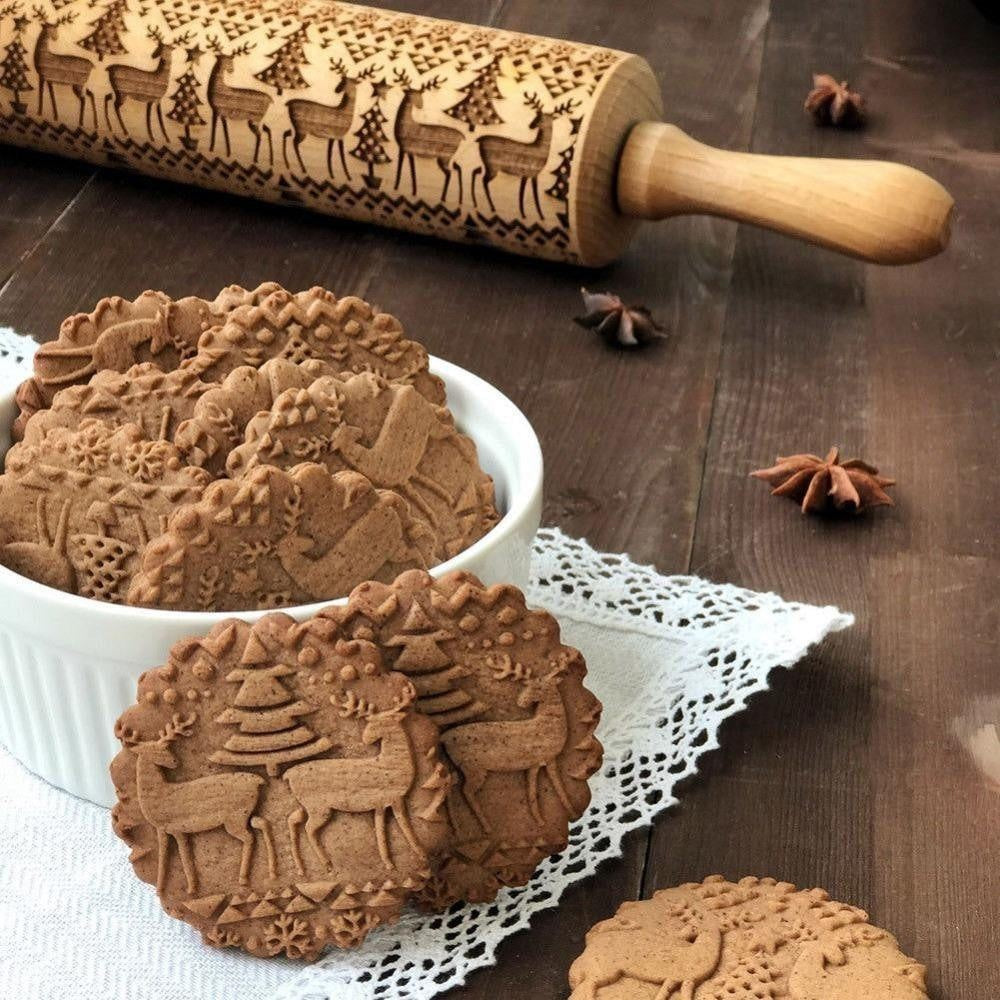 Christmas 3D Pattern Pastry Rolling Pin