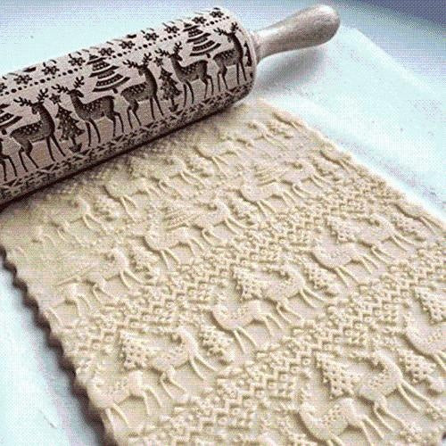 Christmas 3D Pattern Pastry Rolling Pin