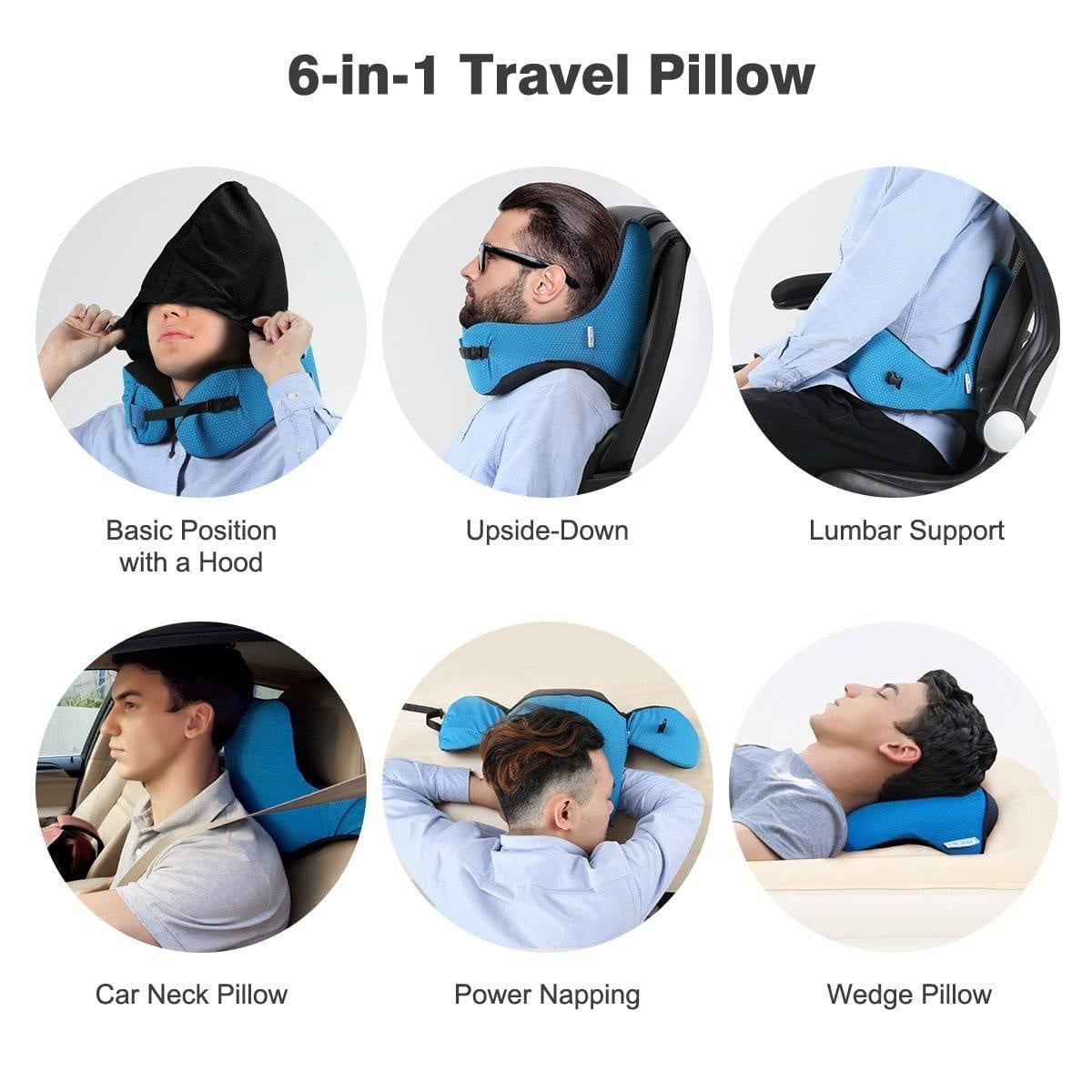 6 in 1 Ergonomic Hooded Travel Pillow