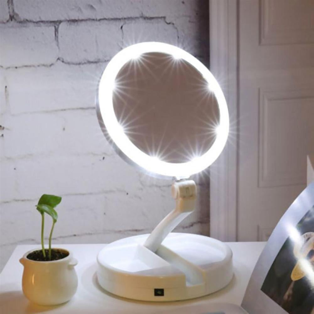 Folding LED Makeup Mirror